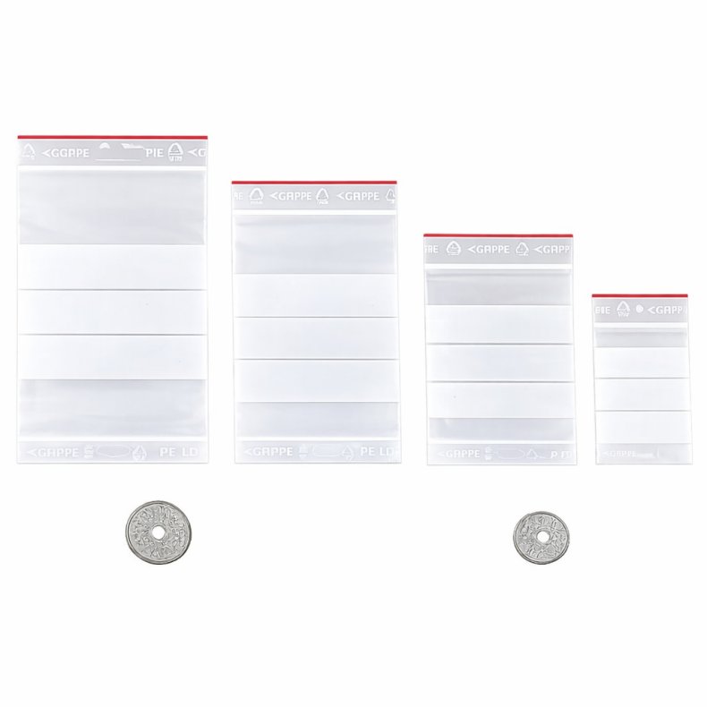 Fundpose sortiment 4 x 100 stk. med skrivefelt